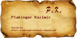 Plakinger Kazimir névjegykártya